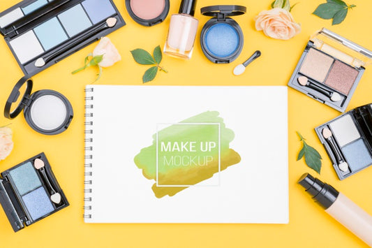 Free Make-Up Products Arrangement Above View Psd