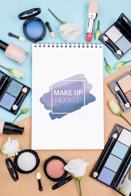 Free Make-Up Products Arrangement Flat Lay Psd