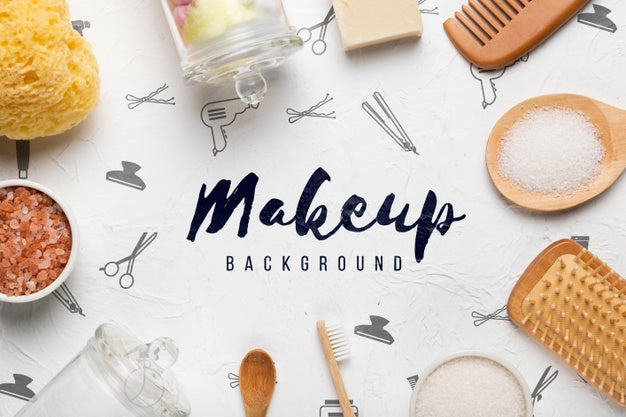 Free Makeup Background Surrounded By Bathroom Products Psd