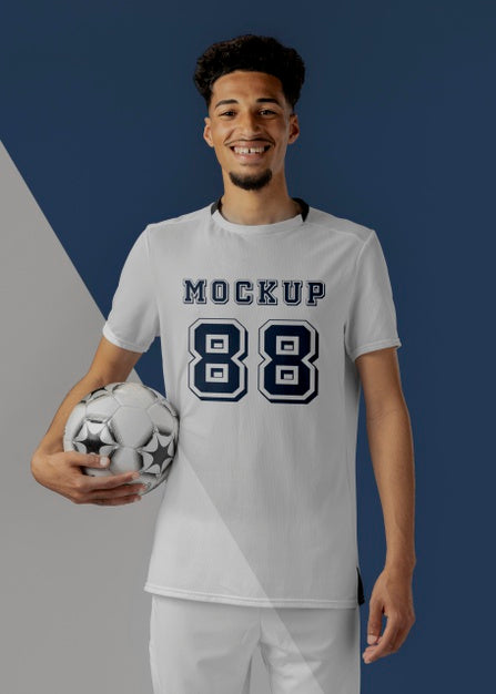 Free Male Soccer Player Apparel Mock-Up Psd