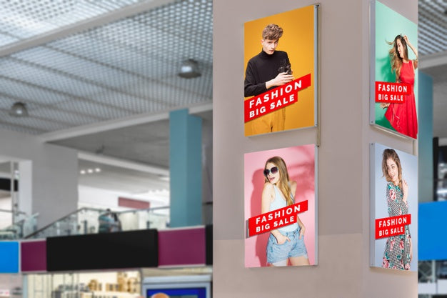 Free Mall Advertising Mock-Ups Long View Psd