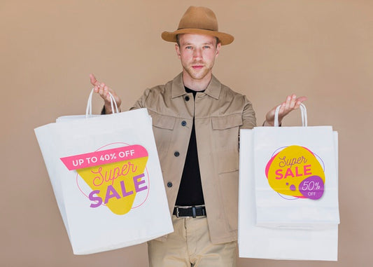 Free Man Shopping On Sales Campaign Psd