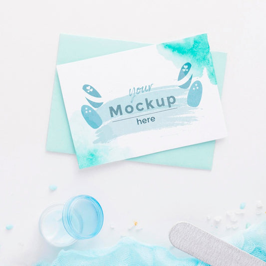 Free Manicure Elements Arrangement With Card Mock-Up Psd