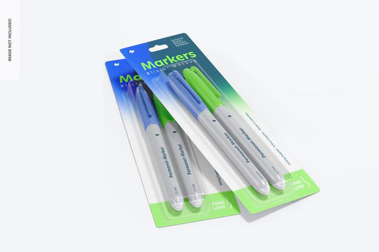 Free Markers Blisters Mockup, Perspective Psd