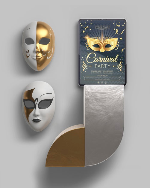 Free Masquerade Party Mock-Up Minimalist Design Psd