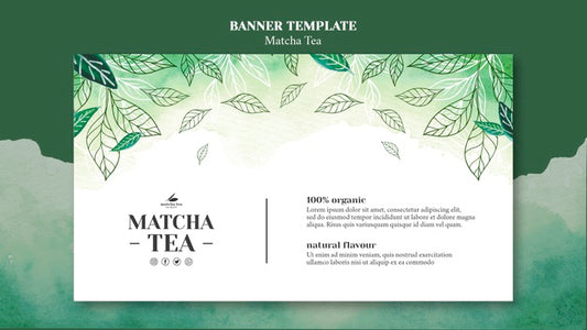 Free Matcha Tea Concept Banner Template Mock-Up Psd