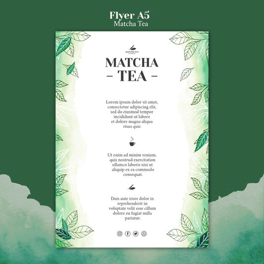 Free Matcha Tea Flyer Concept Mock-Up Psd