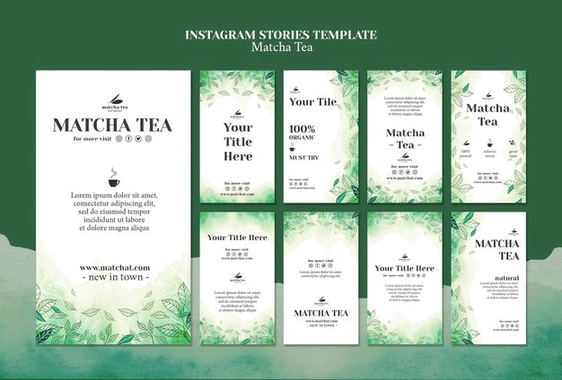 Free Matcha Tea Instagram Stories Tamplate Concept Mock-Up Psd