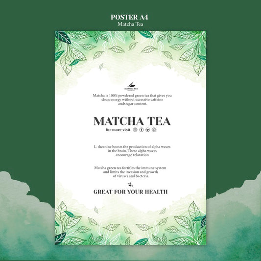 Free Matcha Tea Poster Concept Mock-Up Psd