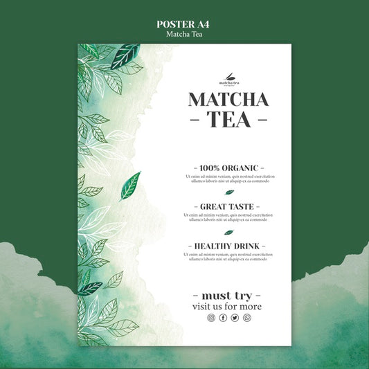 Free Matcha Tea Poster Concept Mock-Up Psd