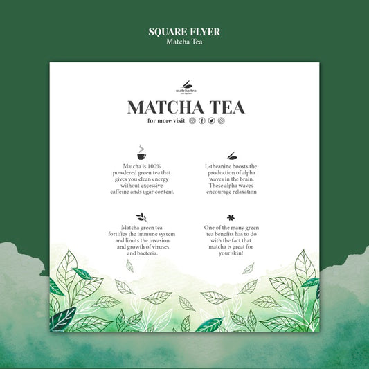Free Matcha Tea Square Flyer Concept Mock-Up Psd