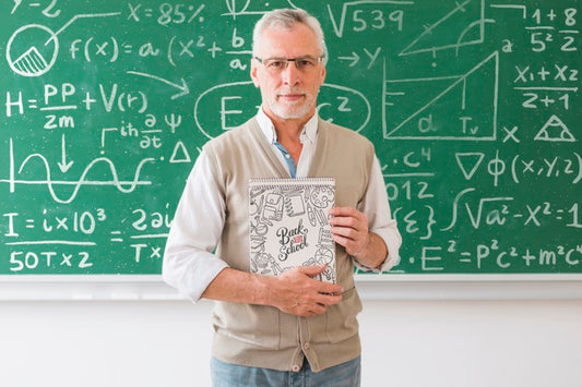 Free Math Teacher Holding Back To School Notebook Psd