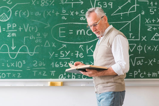 Free Math Teacher Looking Into Book Psd