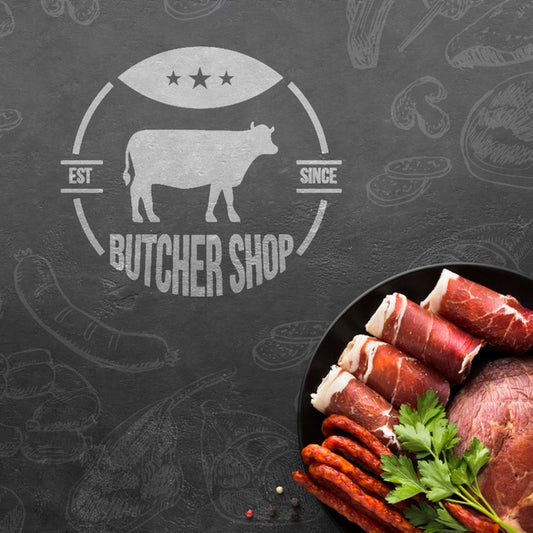 Free Meat Products With Background Mock-Up Psd