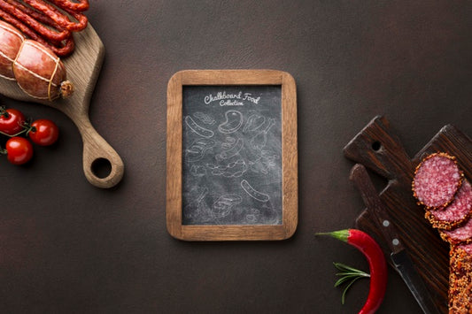 Free Meat Products With Blackboard Mock-Up Psd