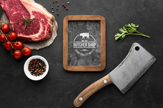 Free Meat Products With Chalkboard Mock-Up Psd