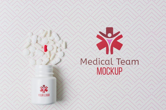 Free Medical Pill Box Brand With Mock-Up Background Psd