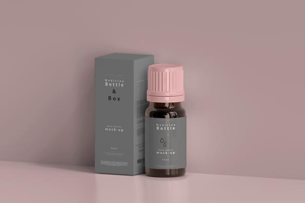 Free Medicine Bottle And Box Mockup Psd