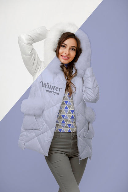 Free Medium Shot Woman Wearing Warm Jacket Psd