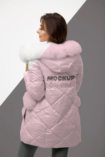 Free Medium Shot Woman Wearing Winter Jacket Psd
