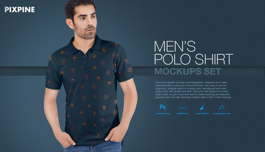 Free Men’S Polo T-Shirt Mockups – Set Of 8