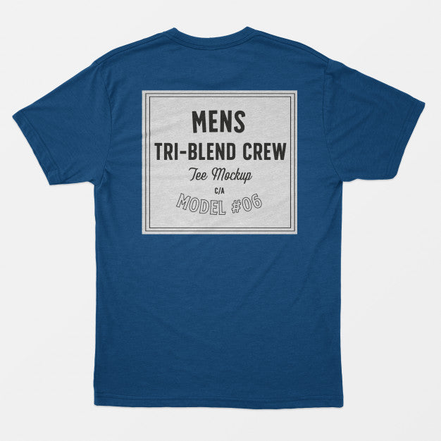 Free Mens Tri-Blend Crew Tee Mockup Psd