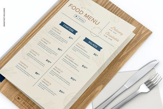 Free Menu Holder With Rubber Mockup, Close Up Psd
