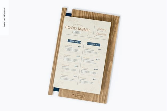 Free Menu Holder With Rubber Mockup Psd