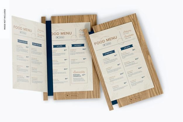 Free Menu Holders With Rubber Mockup, Opened And Closed Psd