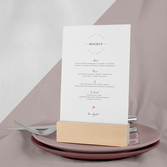Free Menu Mock-Up With Plates And Cutlery Psd