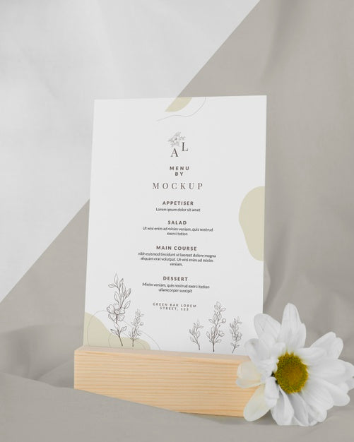 Free Menu Mock-Up With White Flower Psd