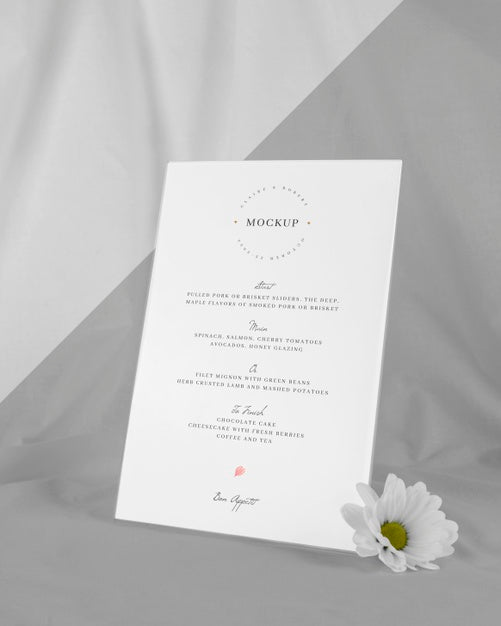 Free Menu Mock-Up With White Flower Psd