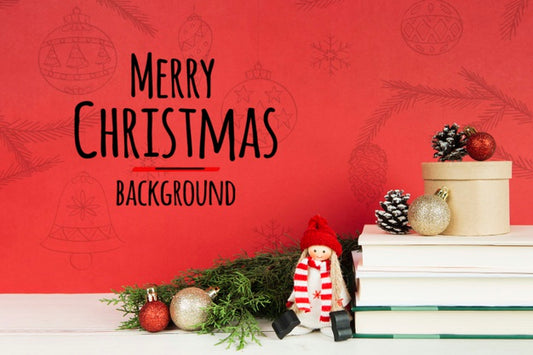 Free Merry Christmas Book With Books And Christmas Balls Psd
