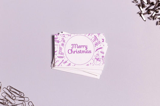 Free Merry Christmas Business Card With Traditional Christmas Doodles Psd