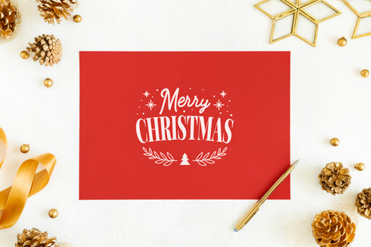 Free Merry Christmas Greeting Card Mockup Psd