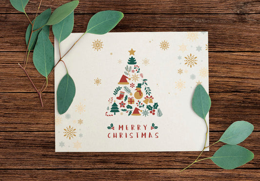 Free Merry Christmas Greeting Card Mockup Psd