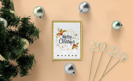 Free Merry Christmas Greeting In Frame Mock-Up Psd
