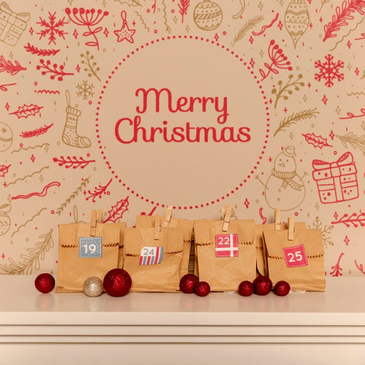 Free Merry Christmas Lettering Mock-Up Psd