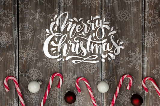 Free Merry Christmas Message Beside Candy Cane Psd