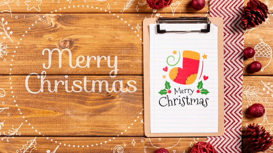 Free Merry Christmas With Mock-Up Christmas Clipboard Psd