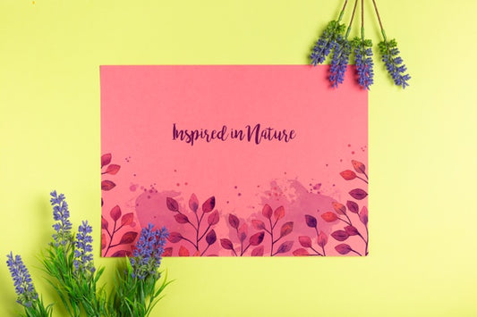 Free Message On Paper With Lavender Beside Psd