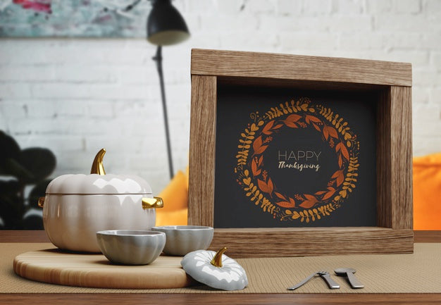 Free Message On Wood Frame For Thanksgiving Day Psd