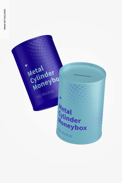 Free Metal Cylinder Moneybox Mockup Psd