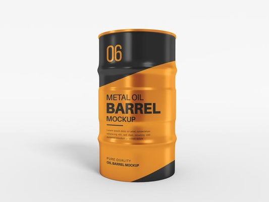 Free Metal Oil Barrel Drum Packaging Mockup Psd