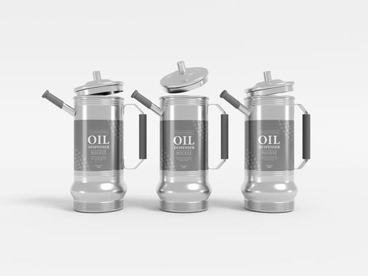 Free Metal Oil Bottle Dispenser Packaging Mockup Psd