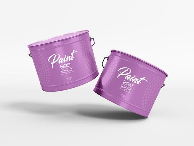 Free Metal Paint Bucket Packaging Mockup Psd