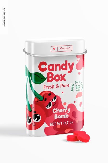 Free Metallic Candy Box Mockup Psd