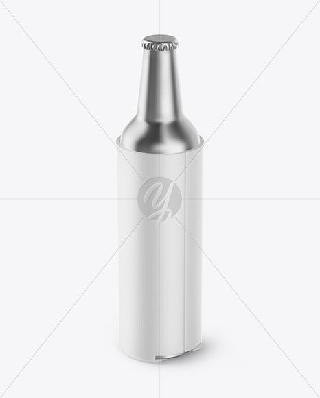 Free Metallic Drink Bottle W/ Holder Mockup