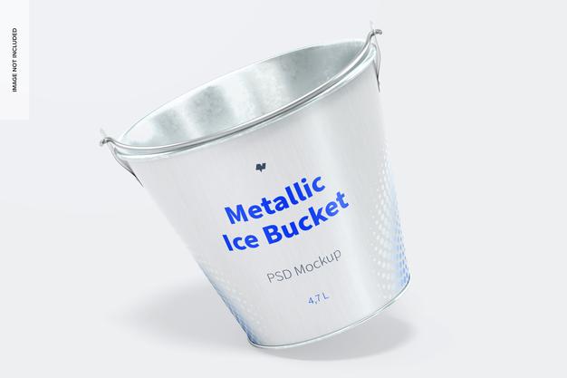 Free Metallic Ice Bucket Mockup Psd