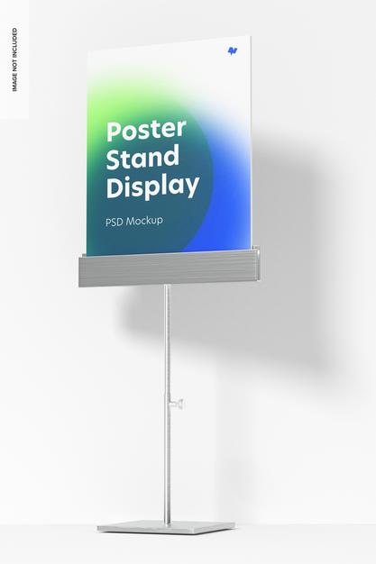 Free Metallic Poster Stand Display Mockup, Front View Psd